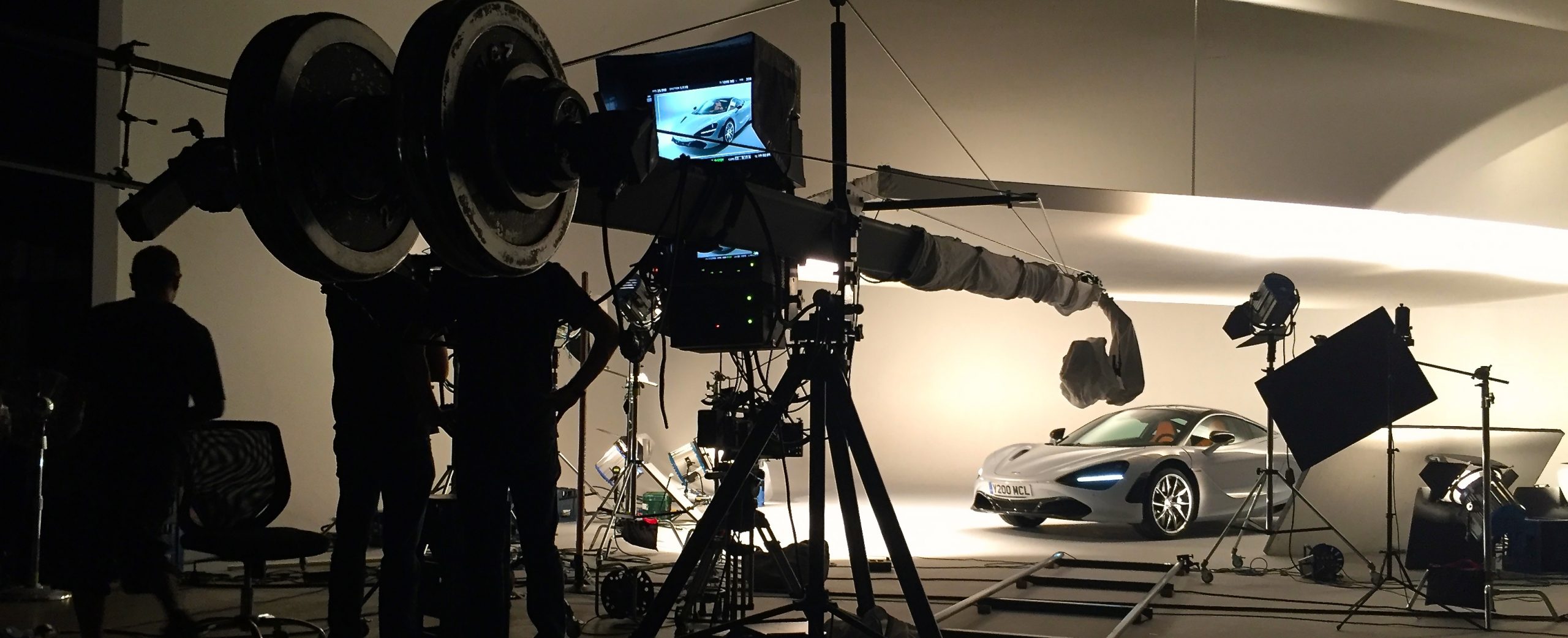 Jimmy Jib rigged alongside a McLaren in the studio